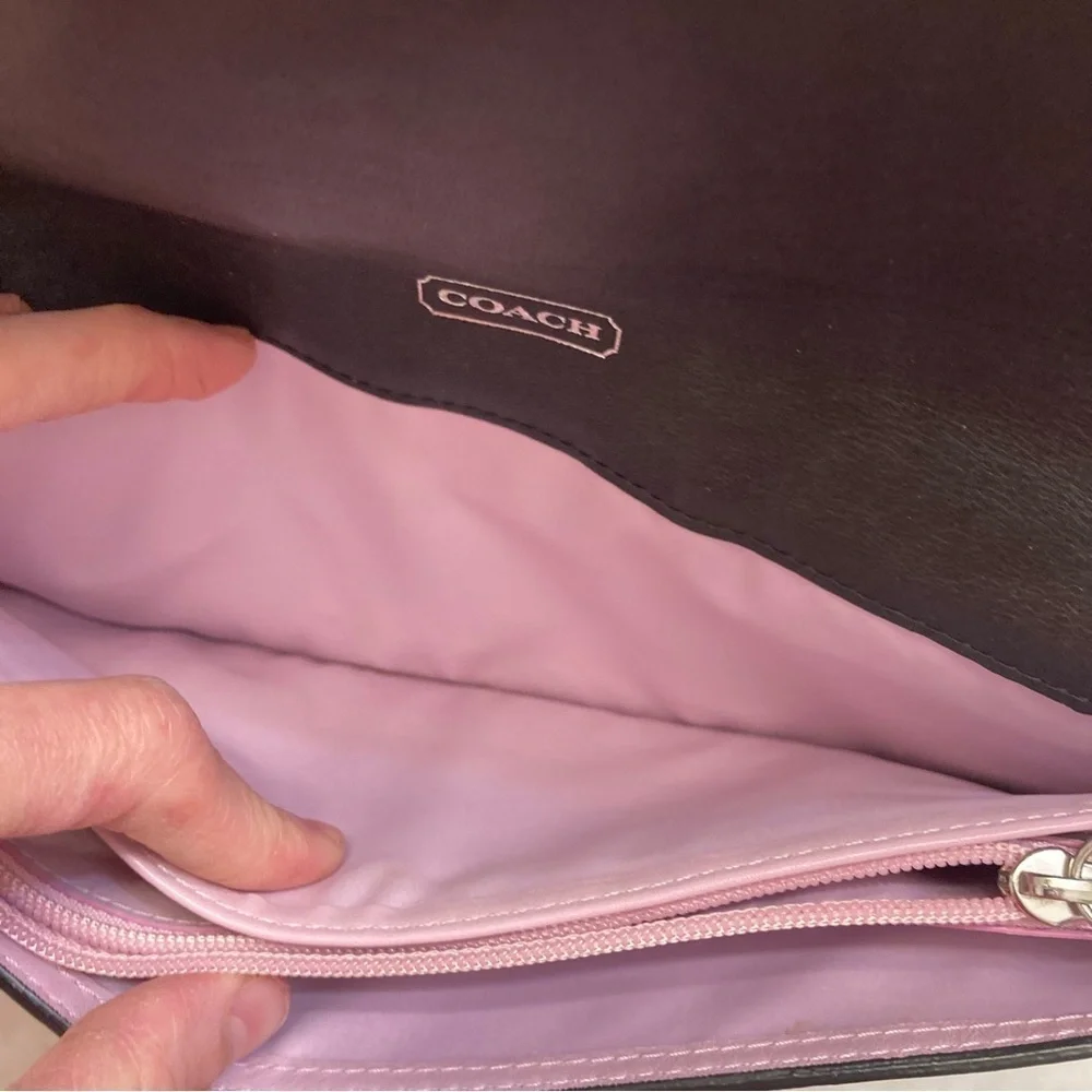 Coach Madison RARE large black patent leather wristlet clutch bag
